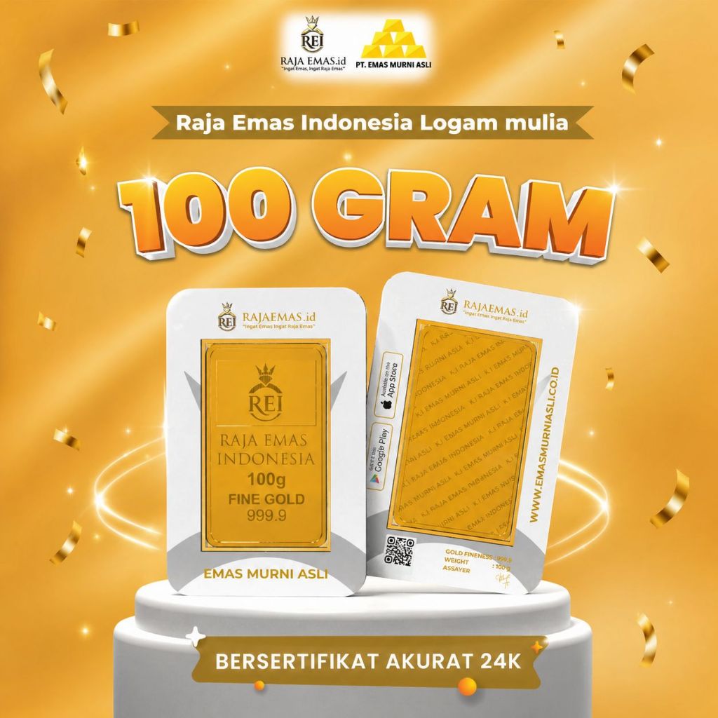 Emas Murni Asli 100 Gram 24K Bersertifikat Asli