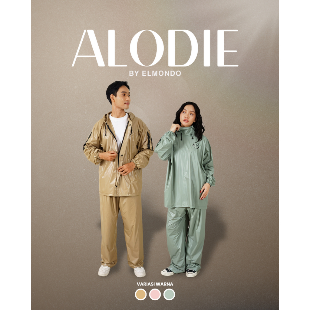 Jas Hujan Alodie Elmondo Model Jaket Celana Resleting Hoodie
