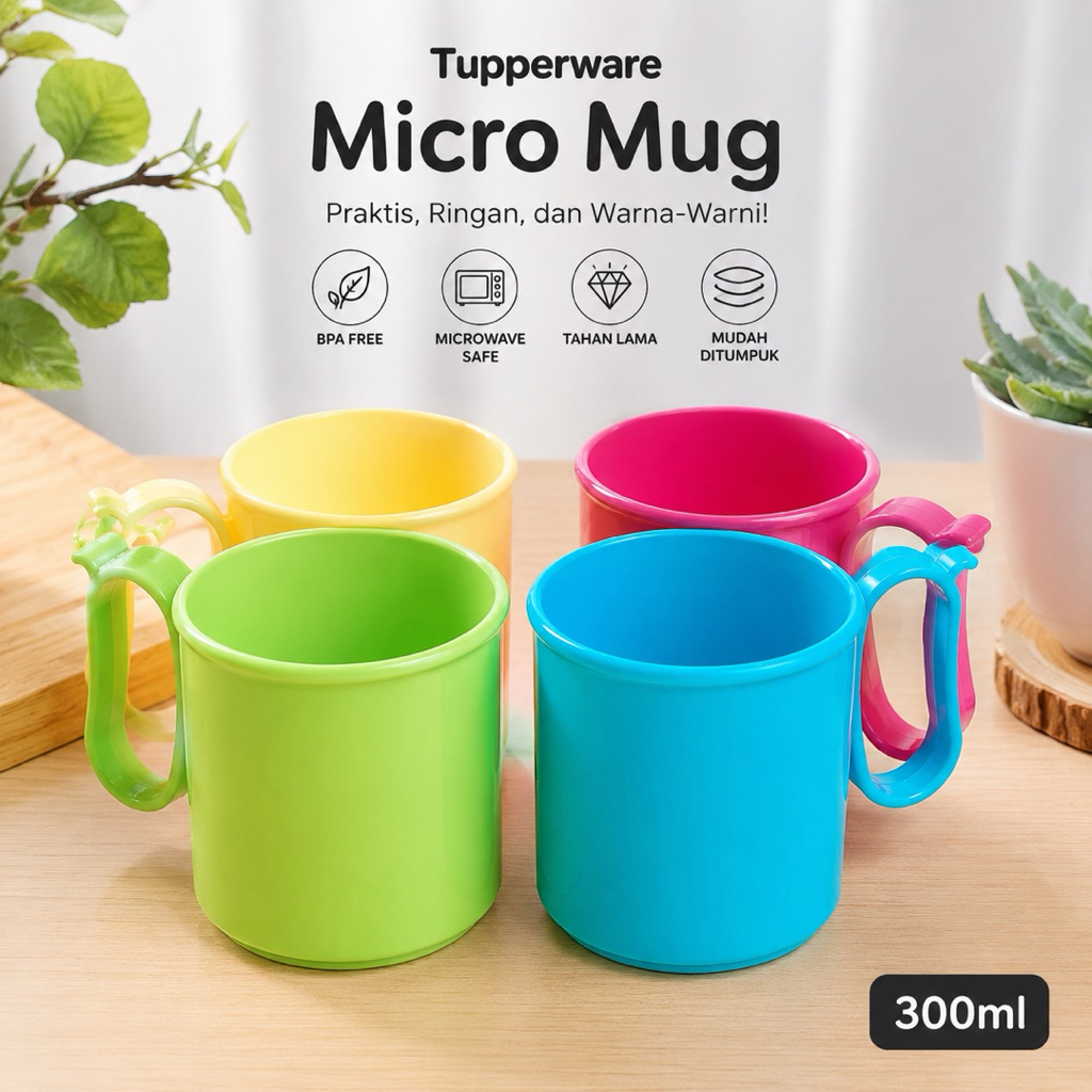 Tupperware micro mug 300ml / family mug / royal mug set isi 4pcs
