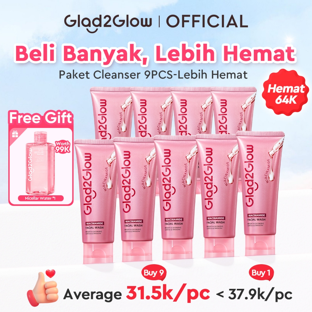 [Hemat 60%]Glad2Glow Facial Wash all Series-Low PH Gel Centella Mencerahkan Pencerah Wajah Anti Jera