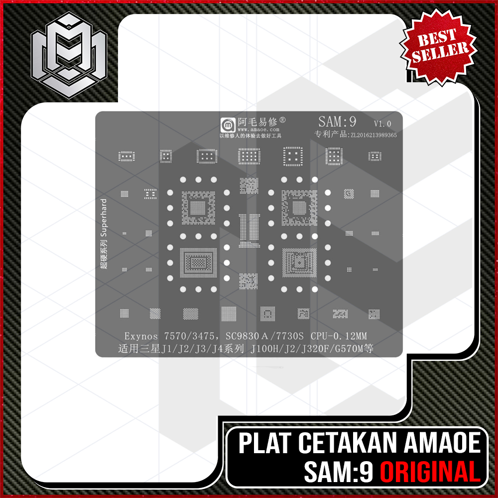 MM - Cetakan SAM:9 Amaoe / Plat Amaoe SAM9 / Cetakan IC BGA Amaoe Samsung J1/J2/J3/J4 (SAM 9) 0.12MM