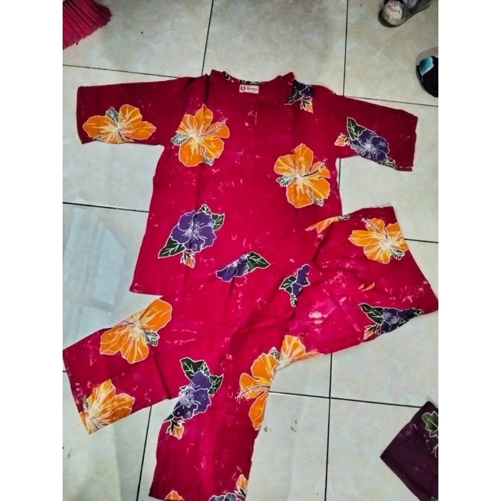 cp batik sunan ukuran ABG lengan3/4 celana panjang