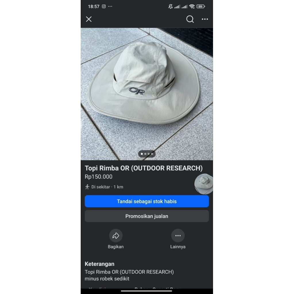 topi outdoor rimba OR outdoor research