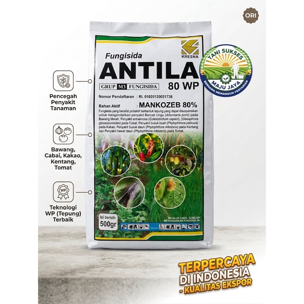 Fungisida Mankozeb 80% - Antila 80 WP 500gr, Bersifat Protektif, Efektif untuk Berbagai Tanaman