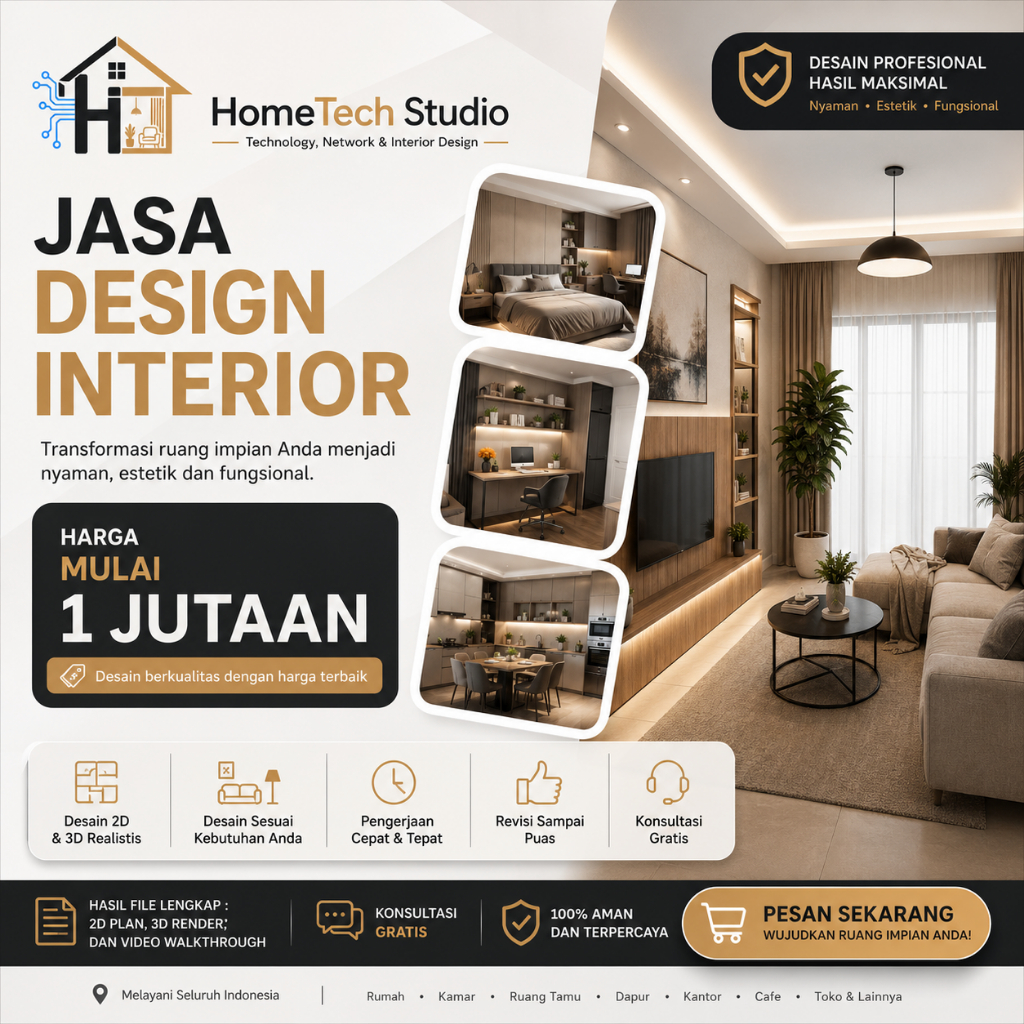 Jasa Desain Interior Rumah, Kamar, Dapur & Ruang Tamu