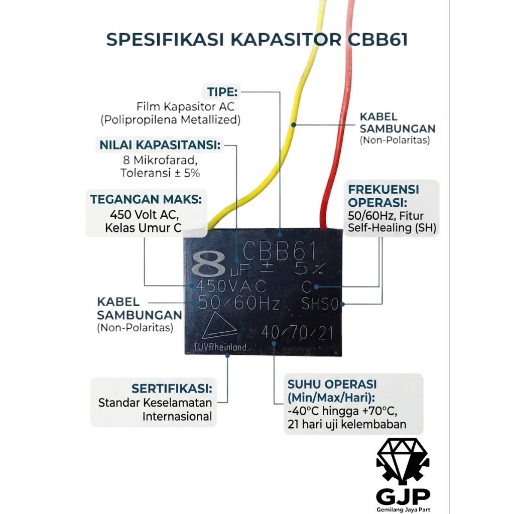 Kapasitor Kipas Angin CBB61