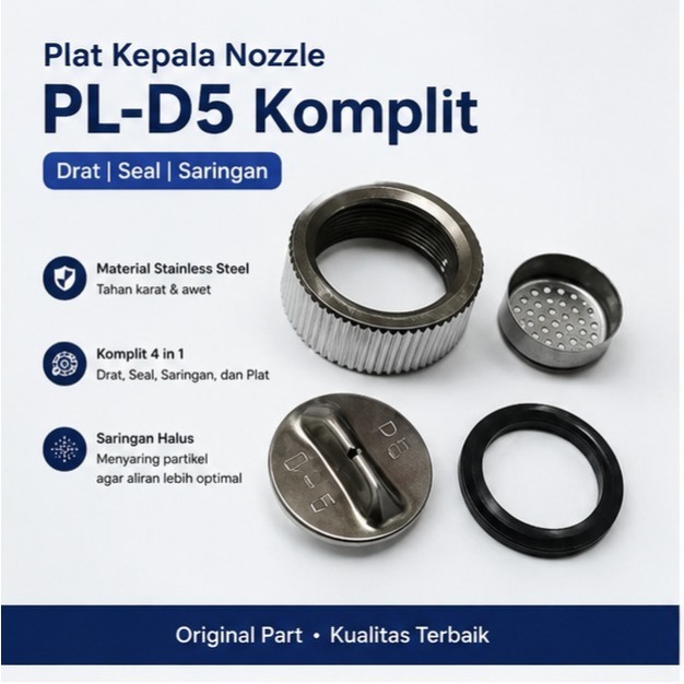 promo cod bosqu Plat Kepala Nozzle komplit drat seal dan saringan PL-D5 Komplit