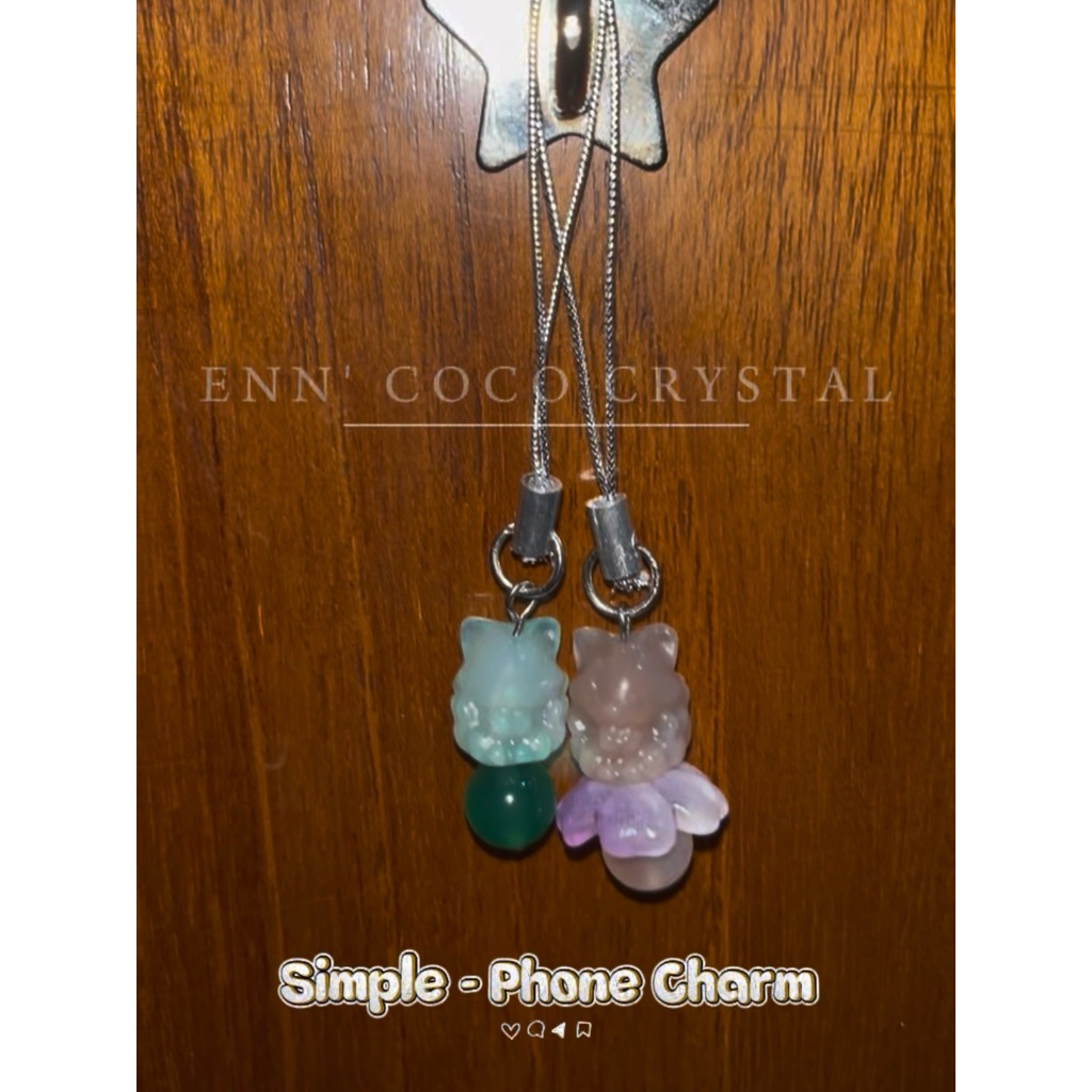 Enn' Coco Crystal - Simple Mini Phone Charm Yanyuan Agate Agathe Nine Tailed Fox ( Rubah Ekor Sembil