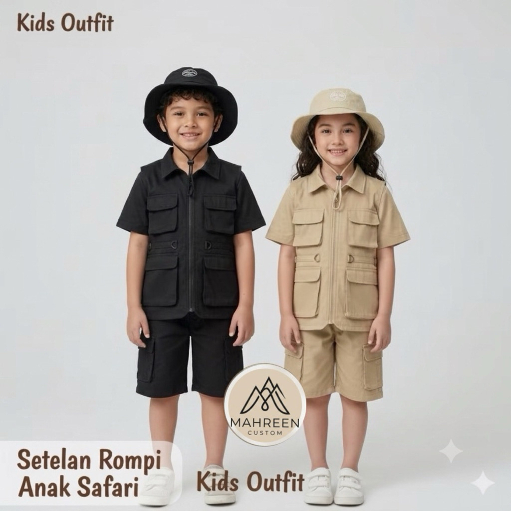 Rompi Kerah Anak Safari 2-14 Tahun Setelan Lengkap Outfit Safari Petualang