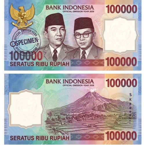 100000 Seratus Ribu Rupiah Sukarno Hatta Specimen Novelty Fantasi Tahun 2026