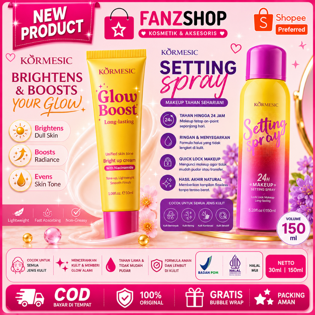 [BPOM] KORMESIC Bright Up Cream 30ml Pencerah Wajah Tone Up & Glow Boost Long Lasting Samarkan Flek 