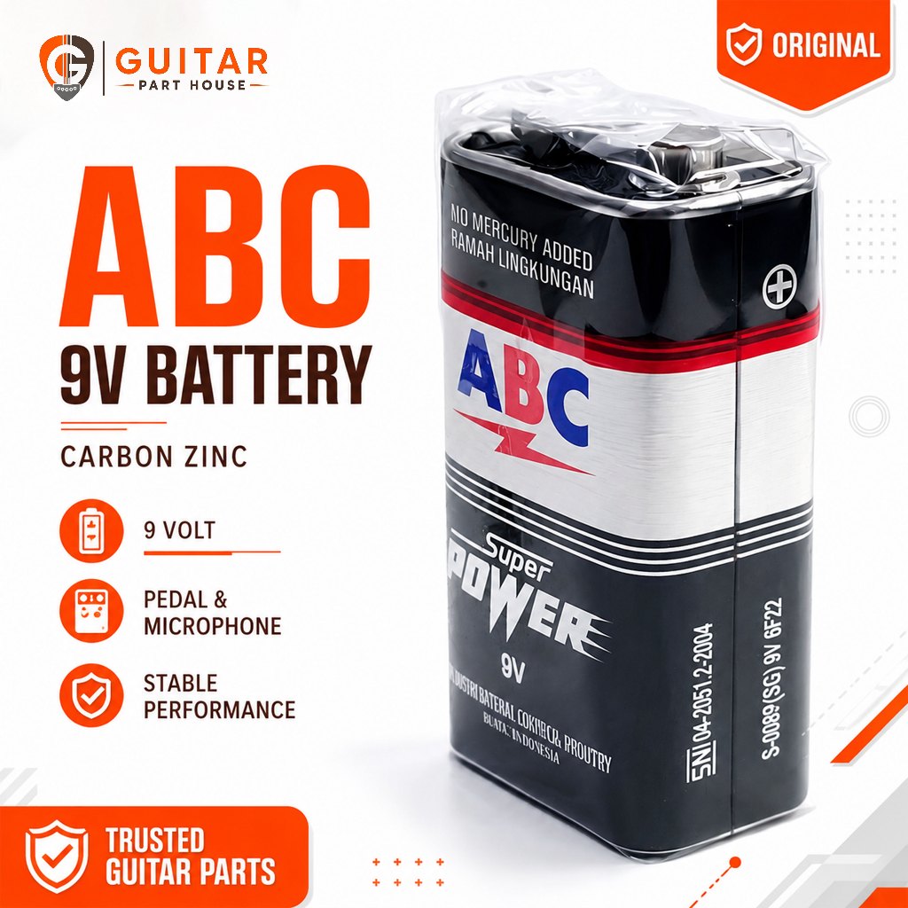 ABC Battery 9V Original | Baterai 9 Volt Kotak Carbon Zinc untuk Guitar Pedal Effect Microphone
