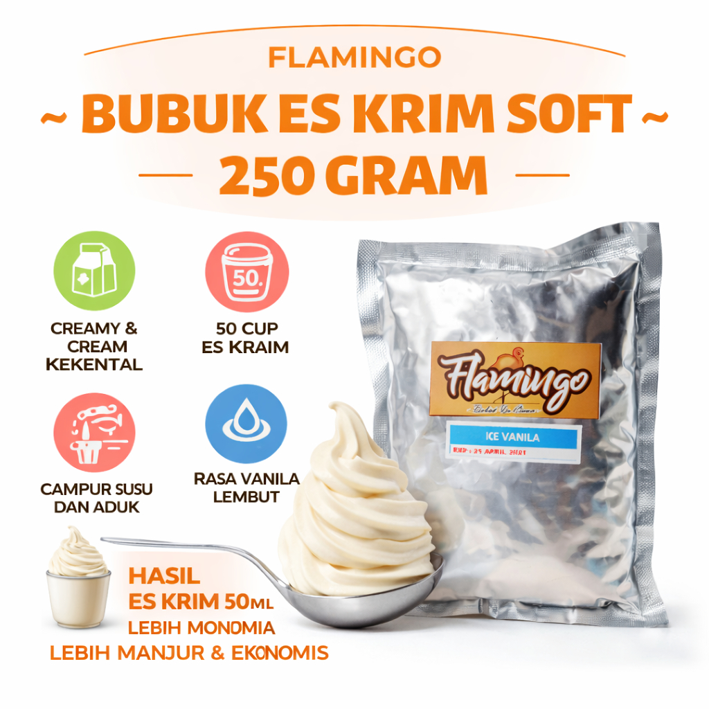 Jual Bubuk Es Krim 250 gram-Tepung Es Cream Instan - Agen Bubuk Es Krim - Jual Bubuk Es Krim Premix