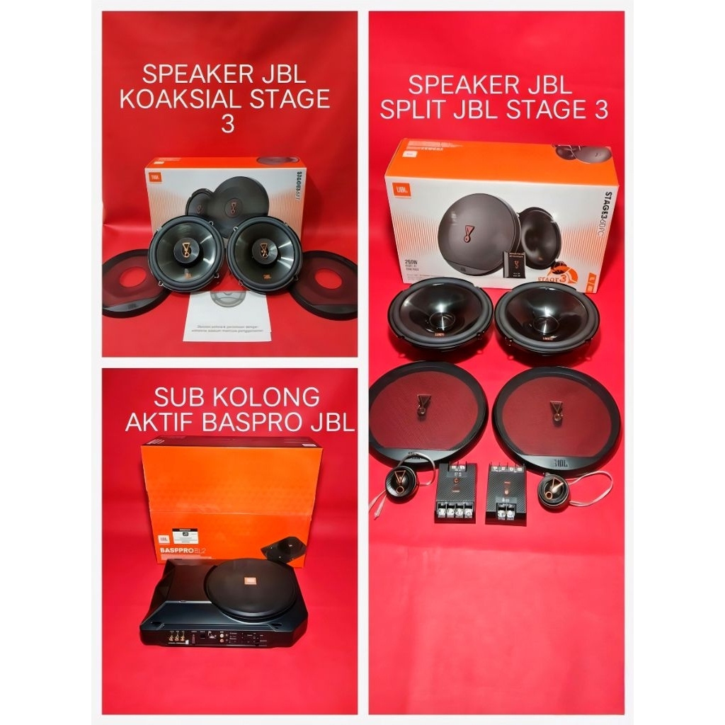 sub kolong  JBL BASSPRO SL2 Speaker Split JBL seri STAGE3 607C & Speaker Coaksial JBL seri STAGE3-62