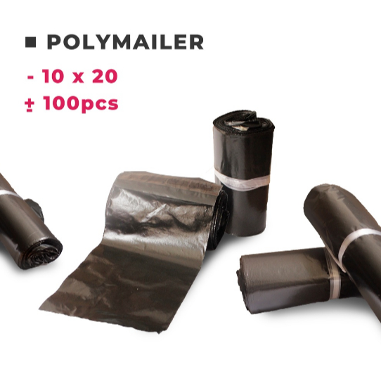 Plastik Packing Polymailer Hitam & Putih 10x20 cm / Plastik Polymailer 10x20 1 pack isi 100pcs