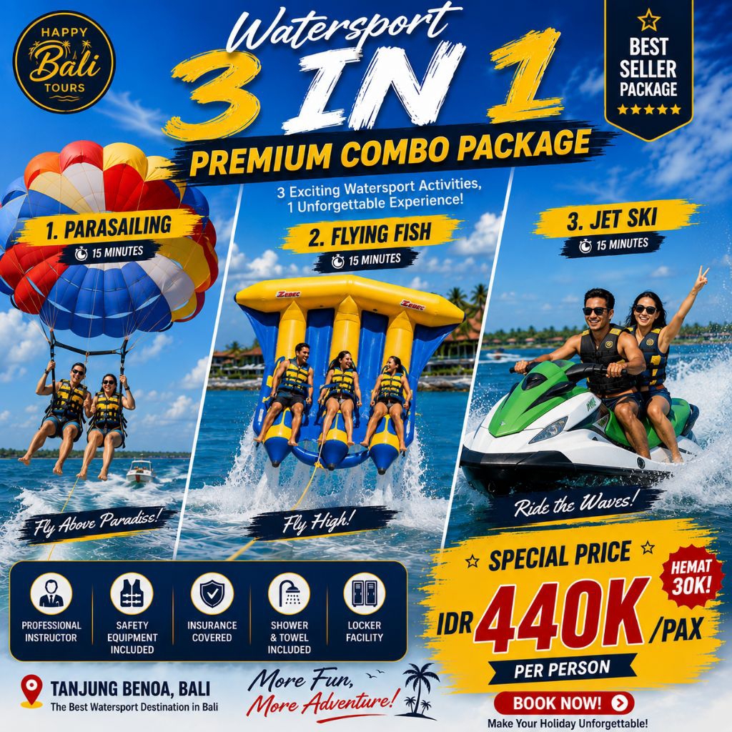 Promo Watersport Bali 3 in 1 Premium | Parasailing + Flying Fish + Jet Ski | Tanjung Benoa Bali | 44