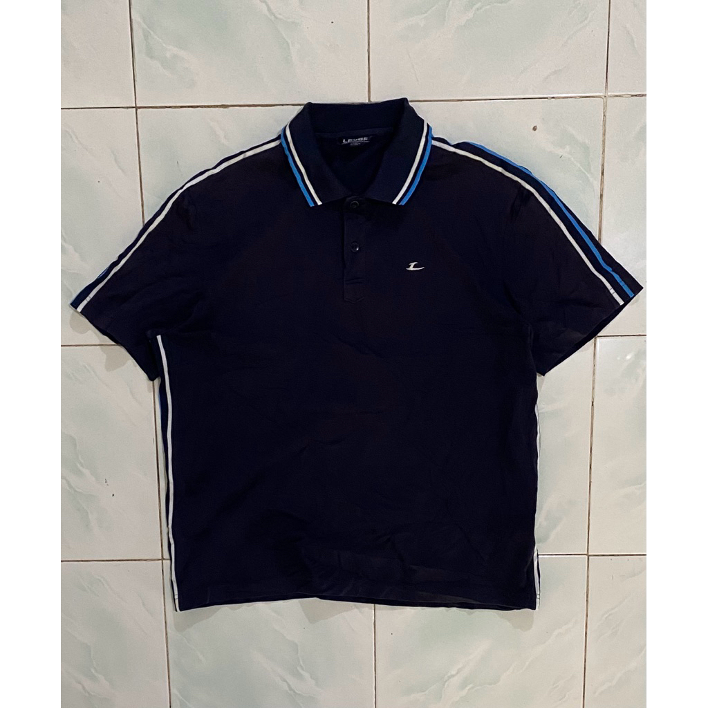 Kaos kerah polo poloshirt casual lecaf navy biru bis putih biru second