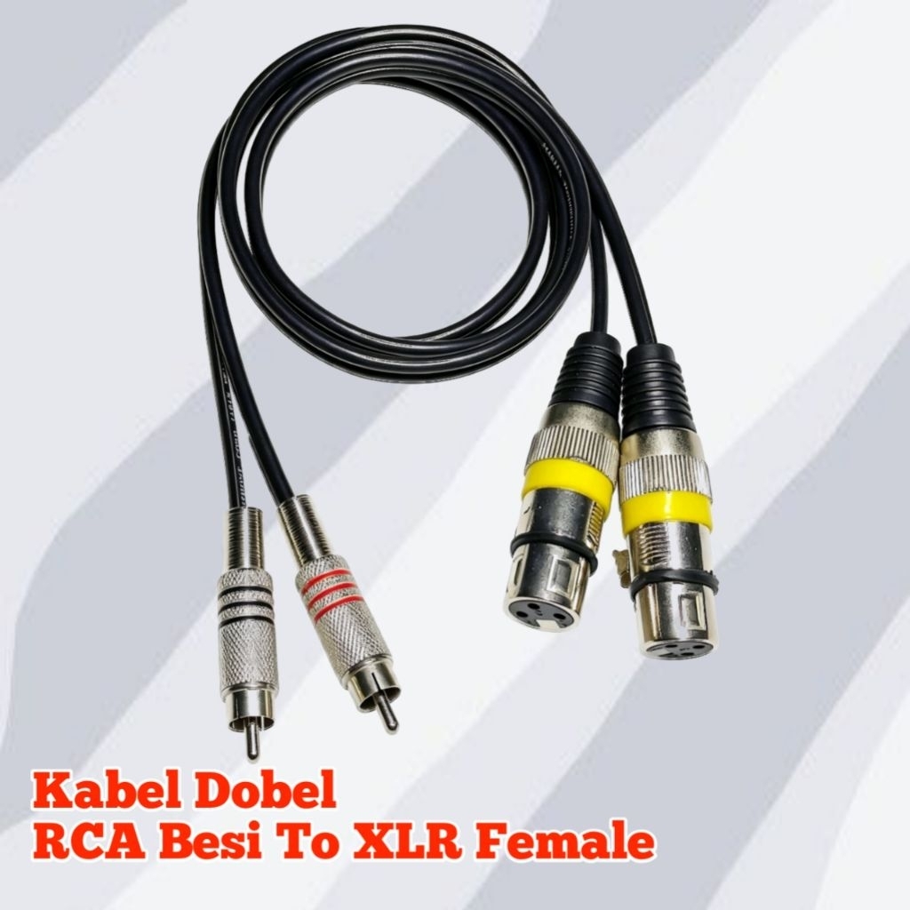 Kabel Input Dobel 2-2 Jek RCA Besi To Jek XLR Canon Female