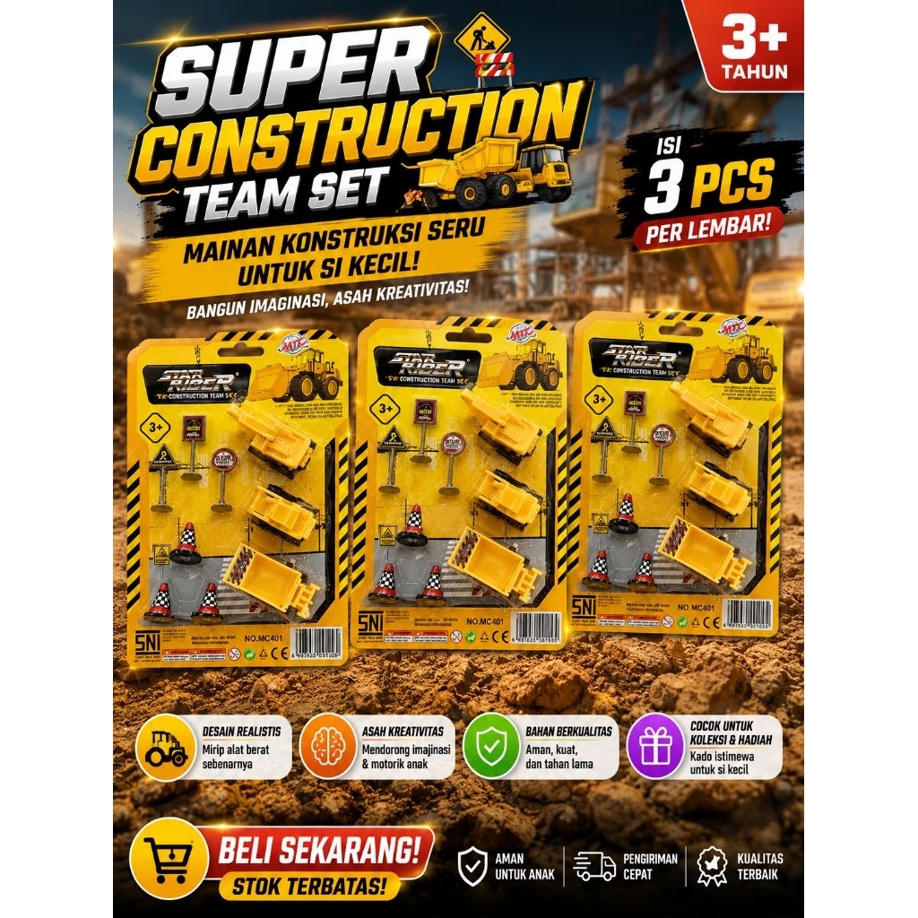 MTC TOYS Grosir Mainan Truck Construction MC 401 + Lalu Lintas