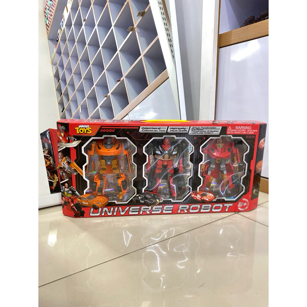 Miniso 2in1 Racing Transforming Mecha 3pcs/Mainan Robot Kendaraan