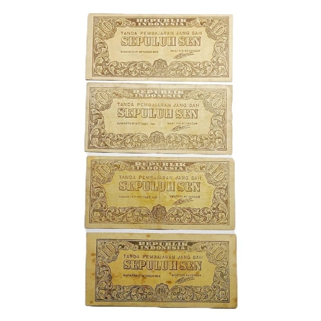 UANG 10 SEN 1945 ORI 1 PAKET 4 LEMBAR