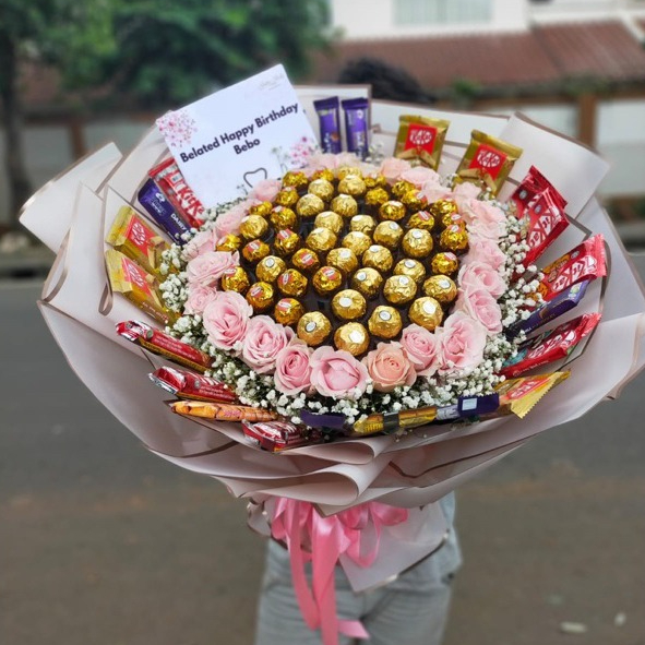 buket coklat bulat premium korean buket coklat ferero buket mix freshflowers handbuket coklat buketb