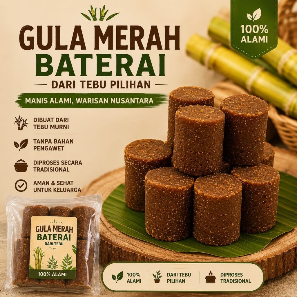 gula merah baterai dari tebu / gula jawa / gula tebu asli