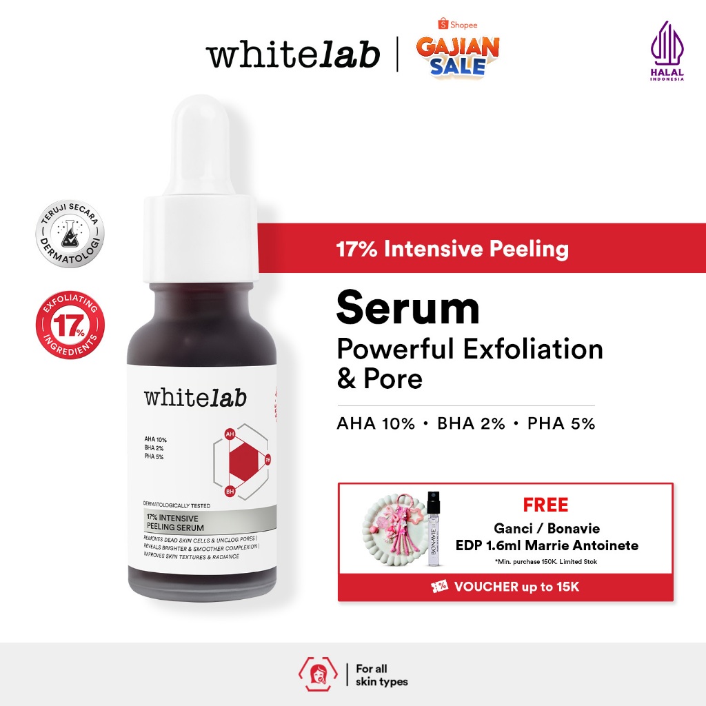Whitelab 17% Intensive Peeling Aha Bha Pha Serum - Serum Eksfoliasi Pengangkat Sel Kulit Mati Memper