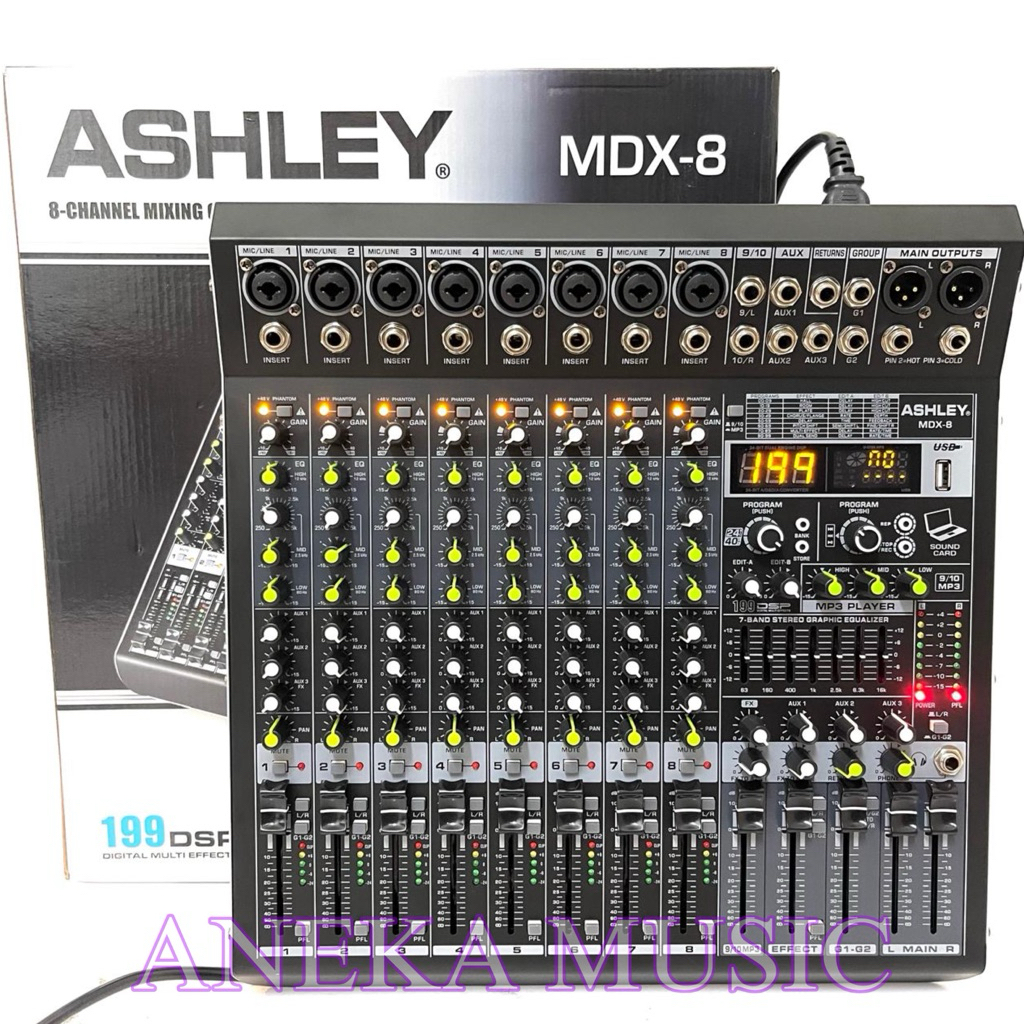 MIXER AUDIO ASHLEY MDX8 MDX 8 8CHUSB-BLUETOOTH-RECORDING NEW (BISA COD)