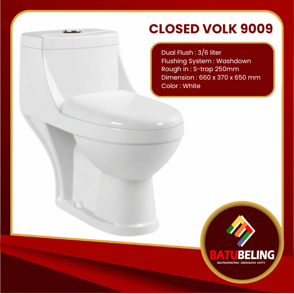 Closed Toilet Volk 9009 / Toilet Duduk Putih Volk type 9009 / Toilet Volk Gazania 9009 / Volk Raphae