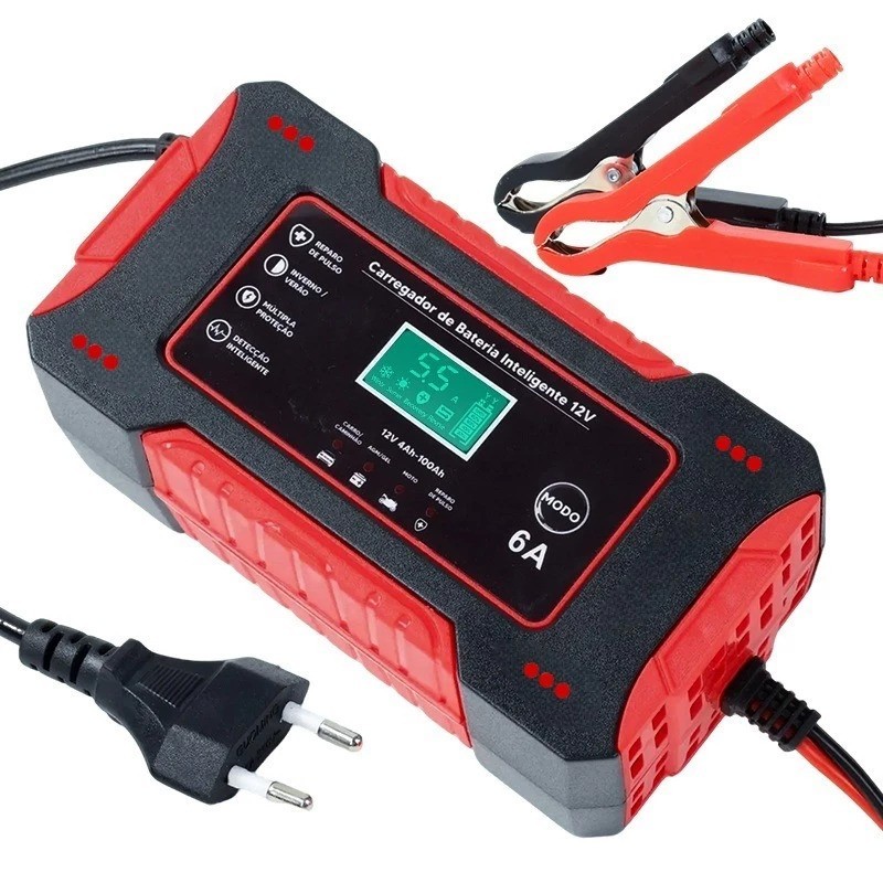 Charger Aki Mobil Motor 12V/6A Smart Charger Otomatis Digital Display LED Daya Besar