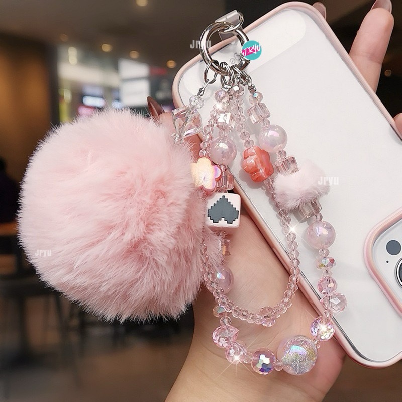 JRYU Gantungan HP Korea TARA Crystal Furball gantungan gelang kristal gantungan tas gantungan kunci