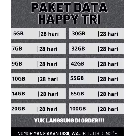 KUOTA DATA KUOTA INTERNET 3 TRI THREE KUOTA HAPPY