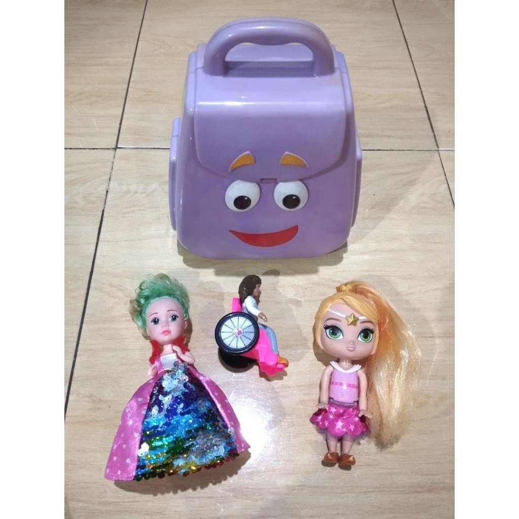 Take All Dora Bag Mattel tas + Shimmer and Shine Doll boneka figure artikulasi  BUKAN Leapfrog Vtech