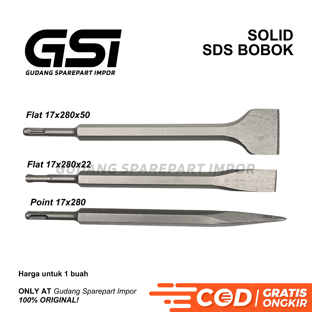 SOLID SDS Bobok Pahat Beton Flat Point Heavy Duty Mata Bobok Beton Berkualitas