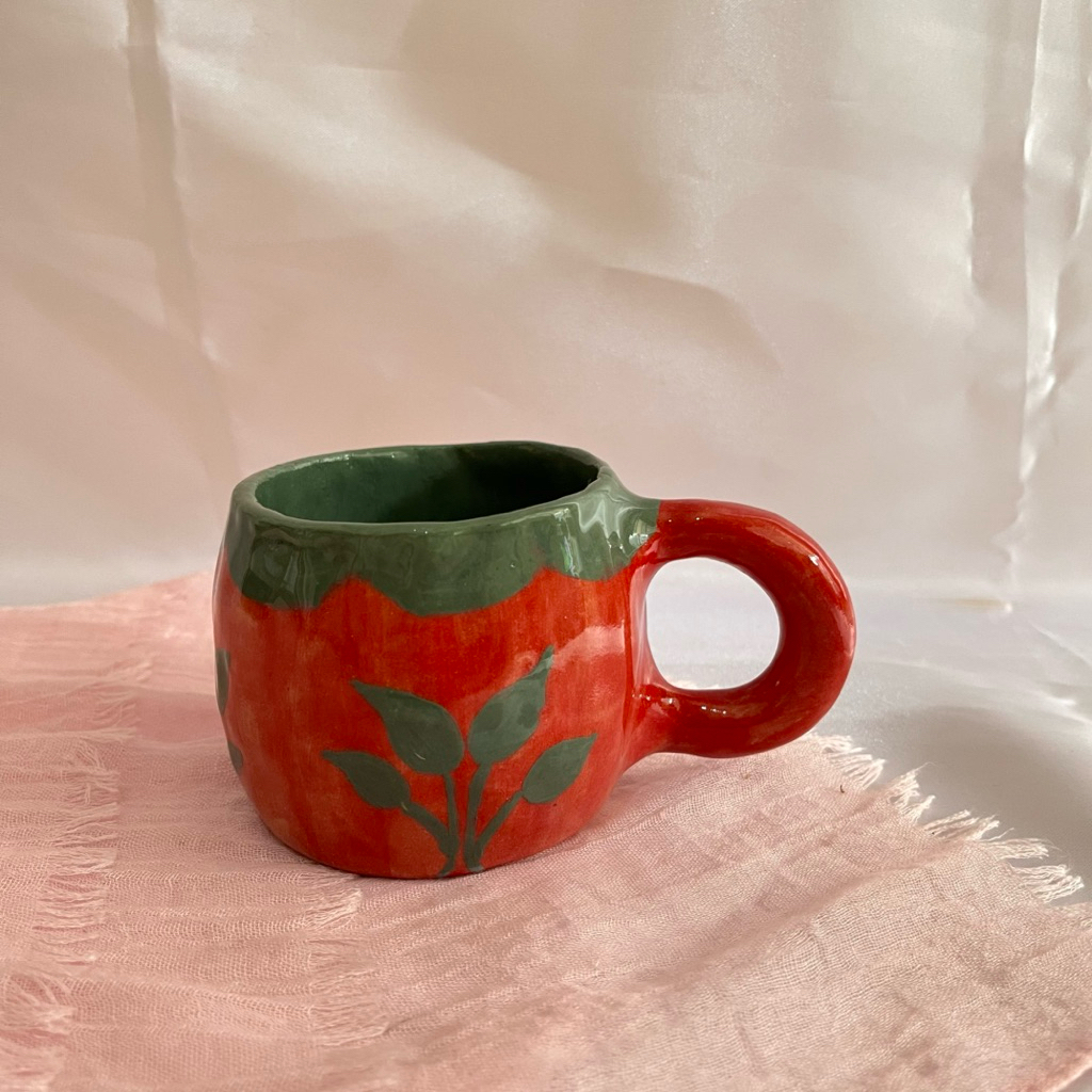 POMODORO | Artisan Ceramic Mug | Mug Keramik Handmade Food Safe | Handpainted Pottery Mug