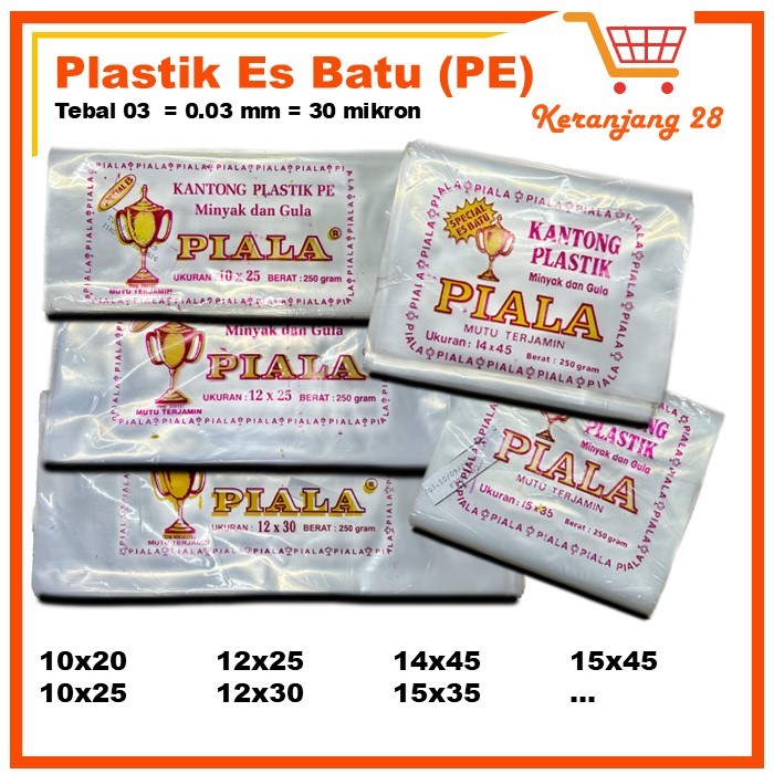Plastik PE / Plastik Es Batu / Plastik Minyak / Plastik Gula / Piala Ukuran 10X20 10x25 12x25 12x30 