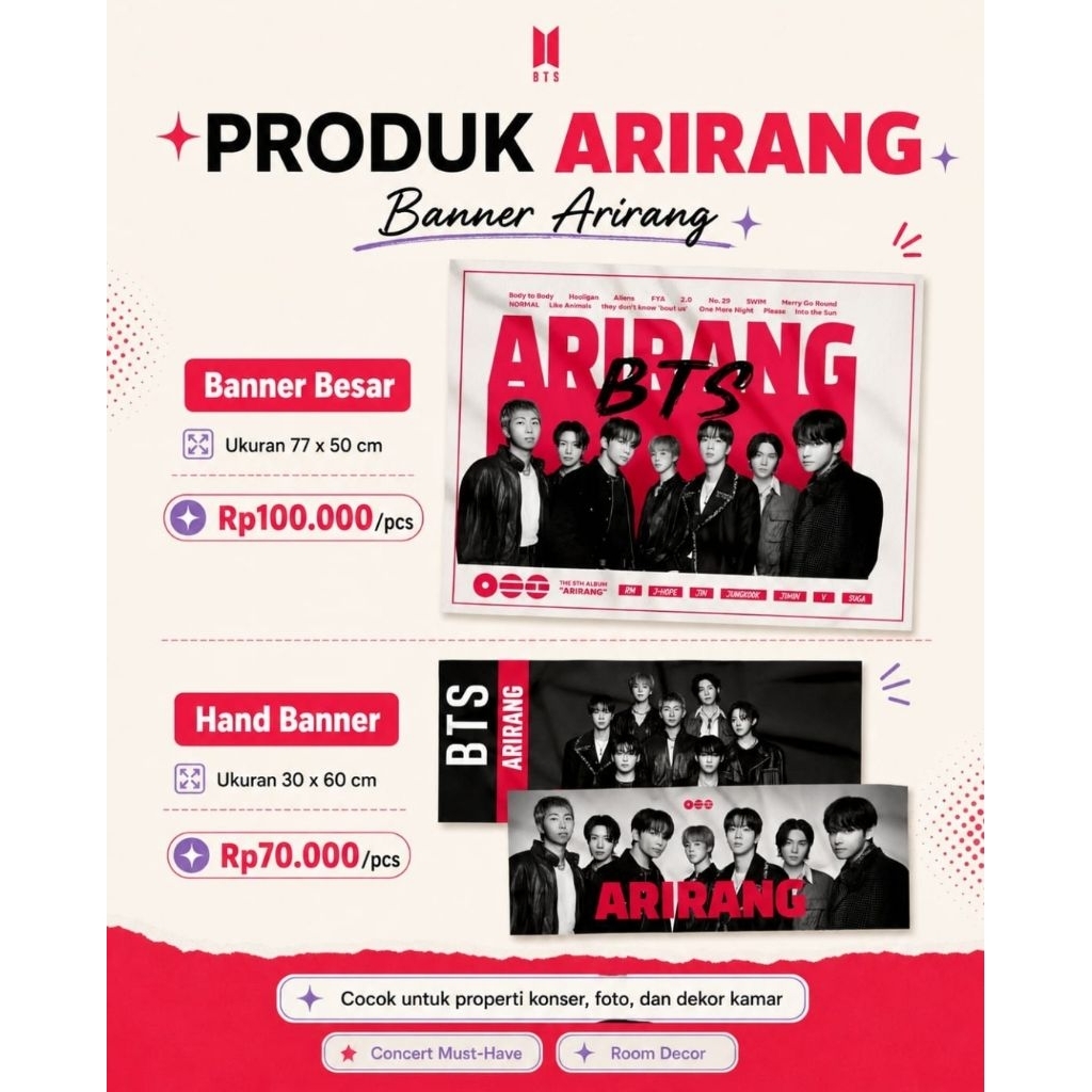 [PO] BTS ARIRANG MERCH KONSER JAKARTA / MERCH KONSER ARIRANG / MERCH BTS KONSER