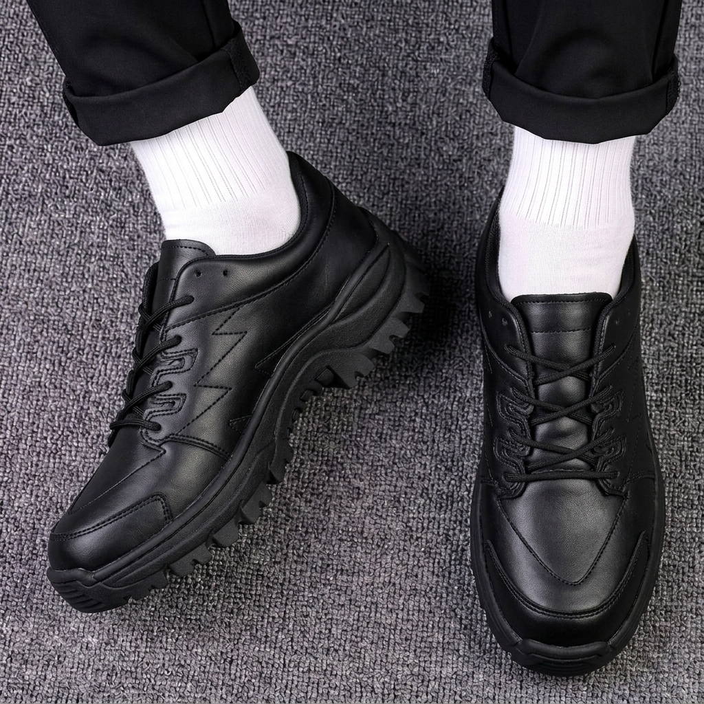 Sepatu Sneakers Pria Tebal Sole Chunky Hitam Tactical