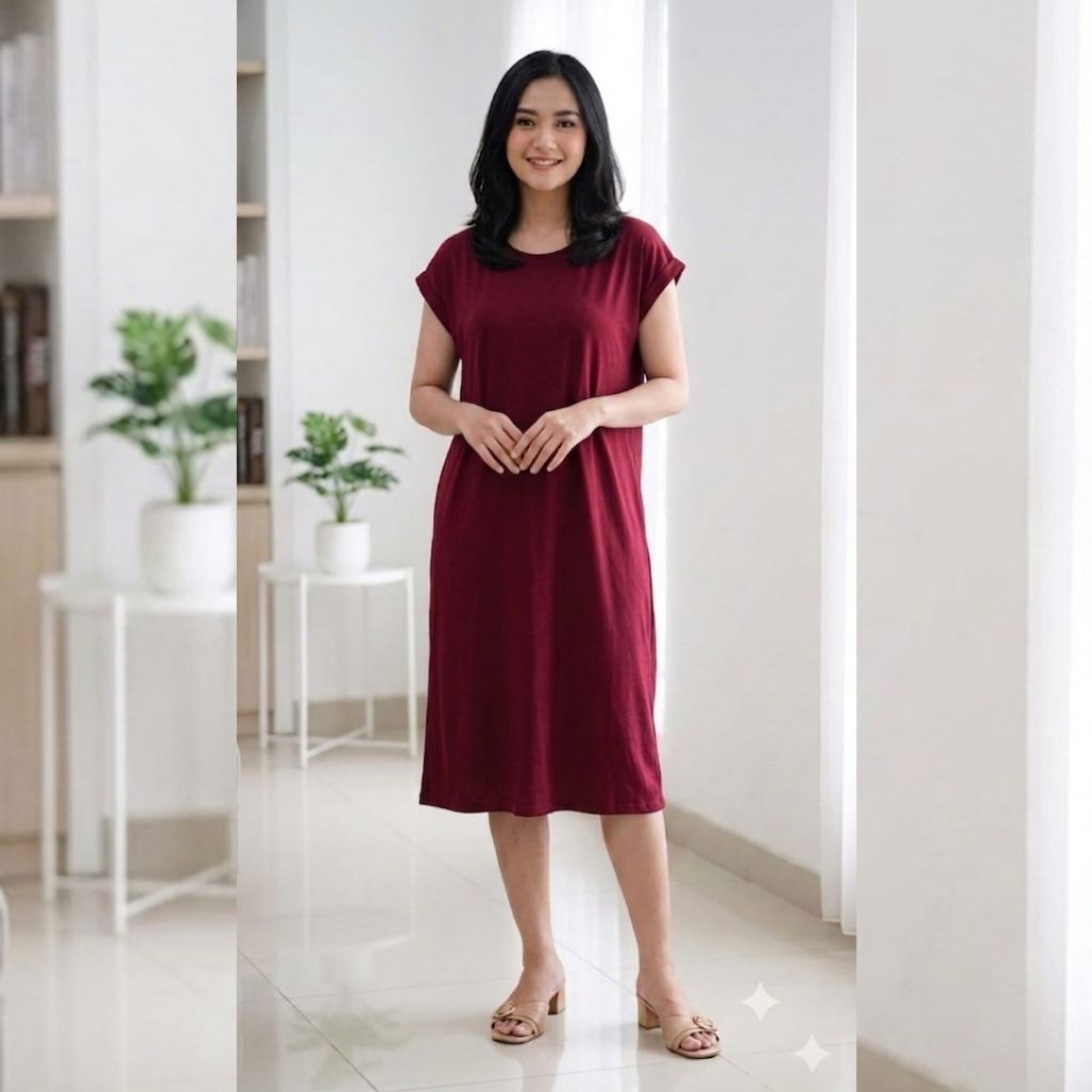 Daster Midi Spandek Premium Model Polos Terbaru