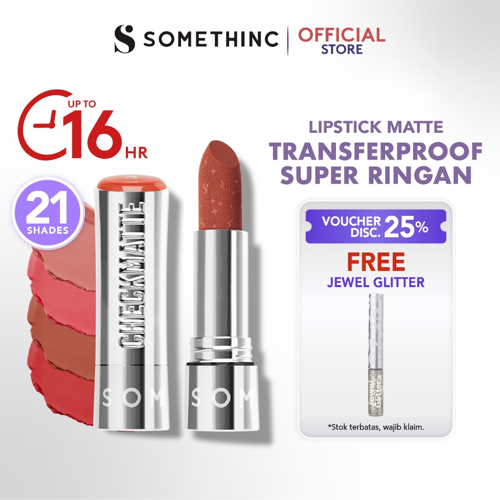 SOMETHINC MAKEUP Checkmatte Transferproof Lipstick - Lipstick Batang Transferproof, Nyaman Dan Tahan