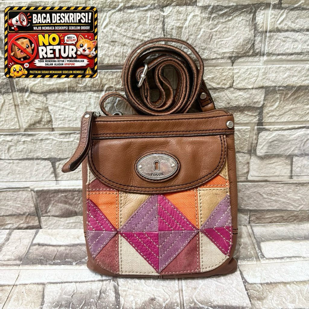760# NET-Preloved Fossil Maddox Crossbody Small Patcwork PW