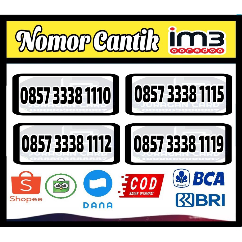 nomor cantik Indosat Ooredoo im3 dobel tripel 333 111 murah