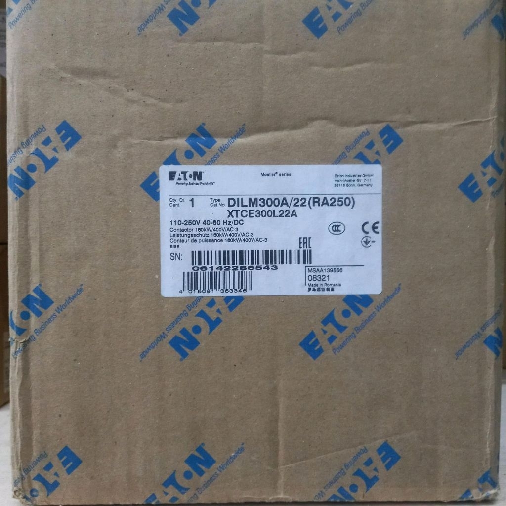 Kontaktor Eaton DILM300A/22(RA250)XTCE300L22A 110-250V Original