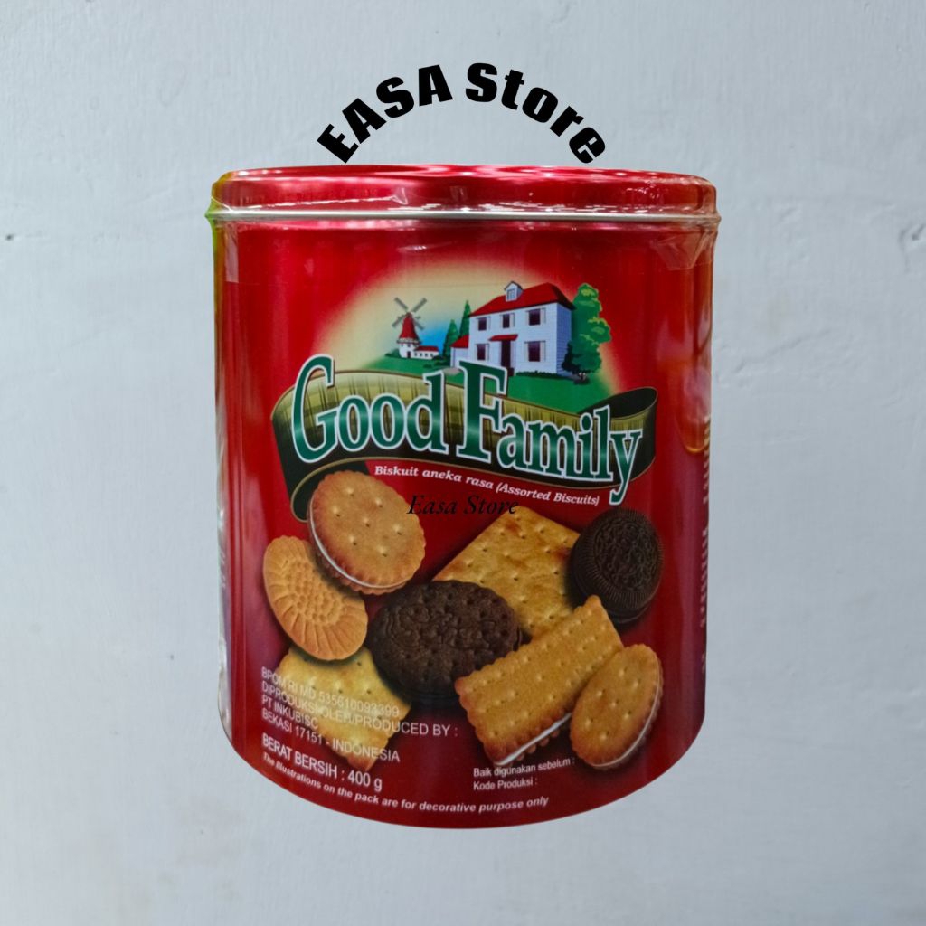 Good Family Biskuit Aneka Rasa Assorted 400 gr Iyes Roll Roti Kaleng Snack Makanan Parcel Lebaran