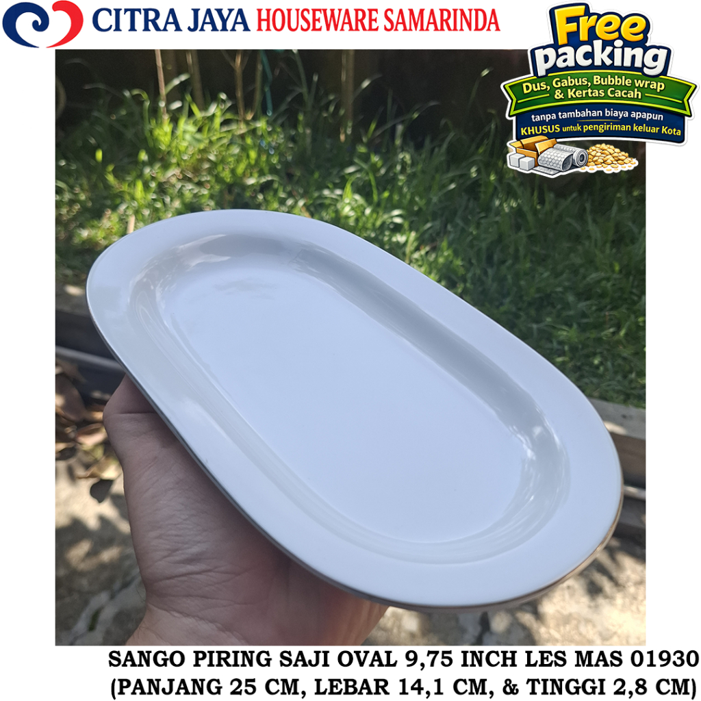 Piring SAJI OVAL 9,75 INCH (PER 1 PCS) SANGO 01930 LES MAS KERAMIK