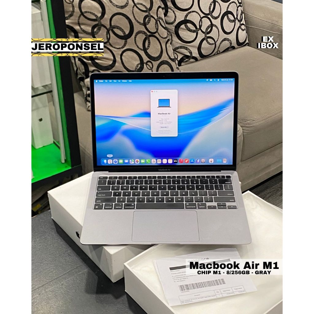 MACBOOK AIR M1 256GB GRAY EX IBOX LIKE A NEW FULL SET ORIGINAL