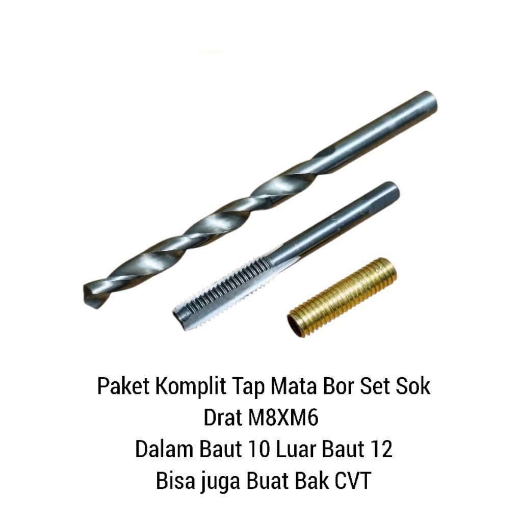 Paket komplit Tap Mata Bor Set Sok Drat M8XM6 Baut 10 Verbos Baut CVT