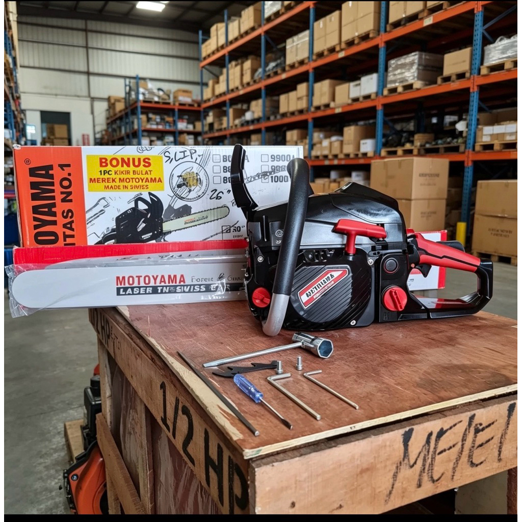 MESIN GERGAJI CHAINSAW MOTOYAMA 26inc / sinso chainsaw motoyama 10000