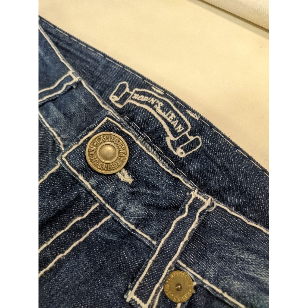 Robin's Jeans Mens Blue Classic Embroidered Gold Wings Heavy Stitching